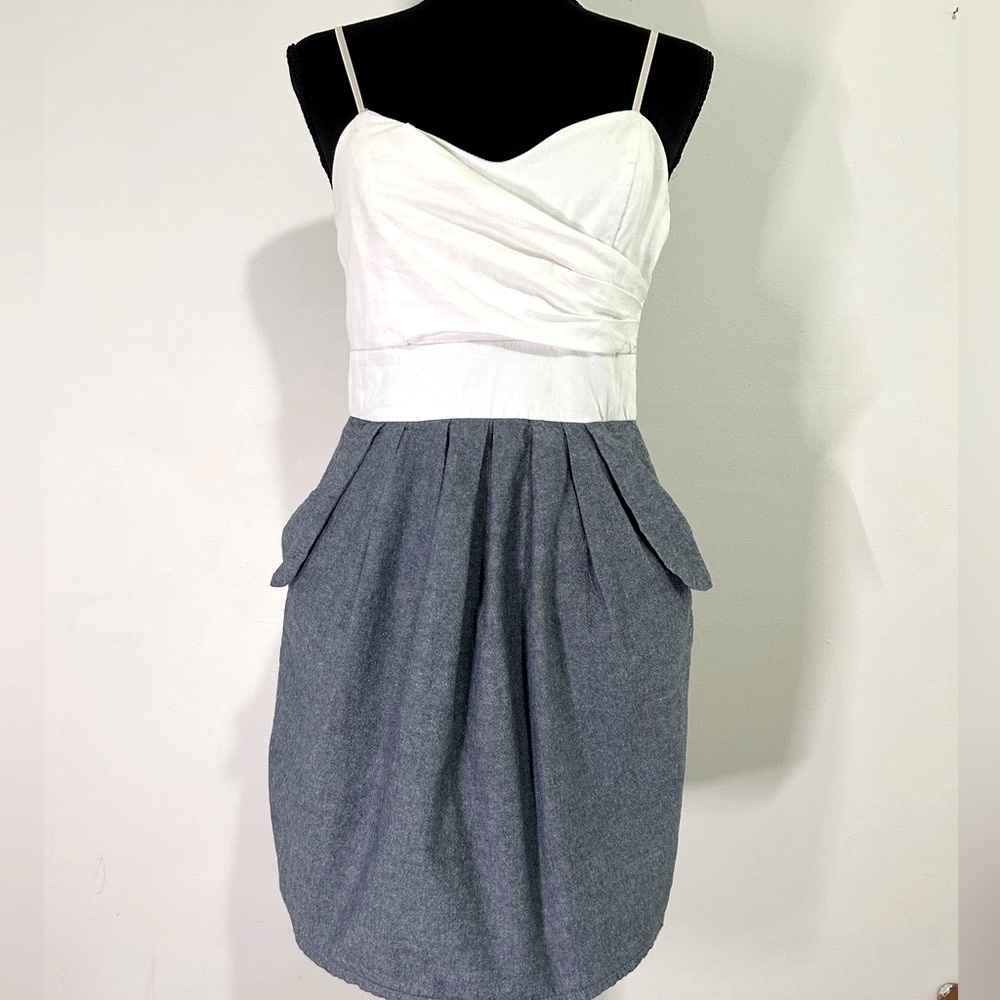 Ruby Rox White and Denim Dress with Pockets Size Small 5